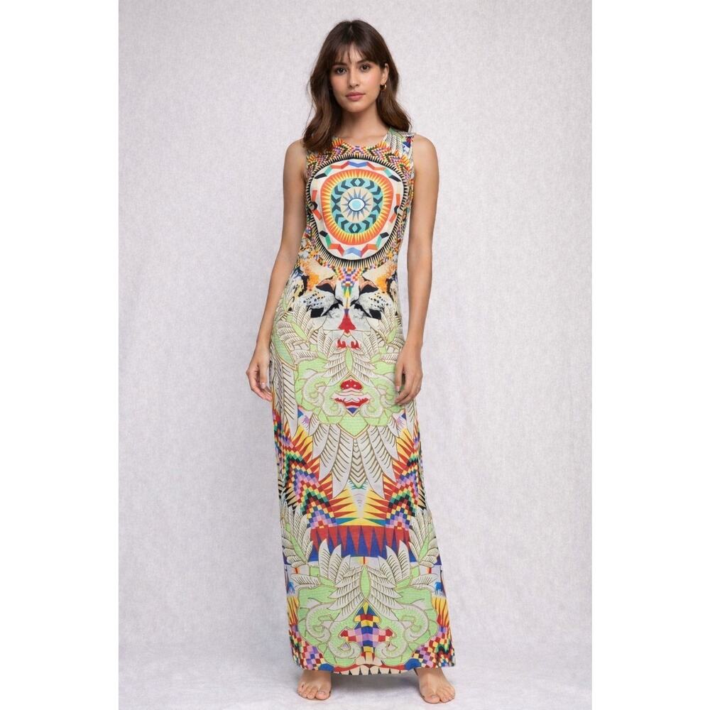 Mara Hoffman Neon Botanical & Geometric Print Maxi Dress